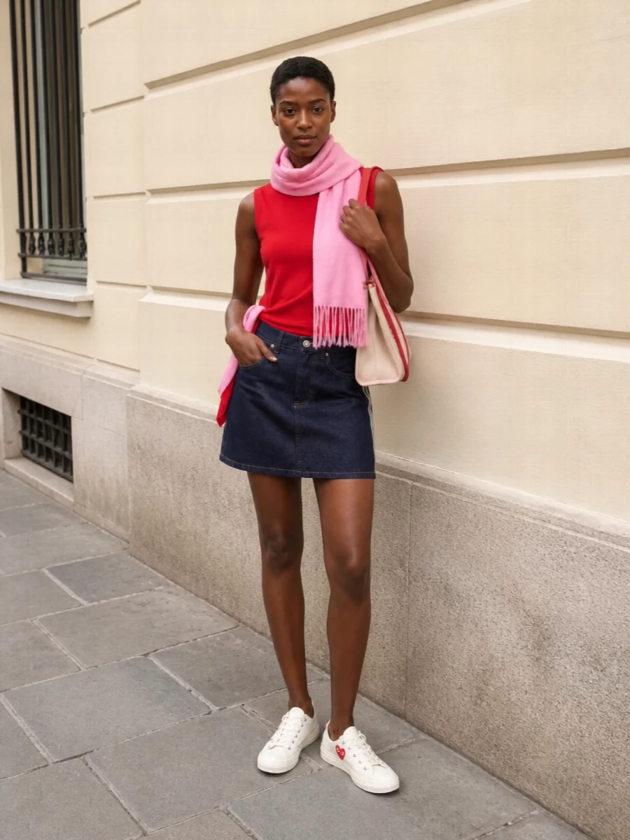 Jw anderson red tee denim mini canvas sneakers