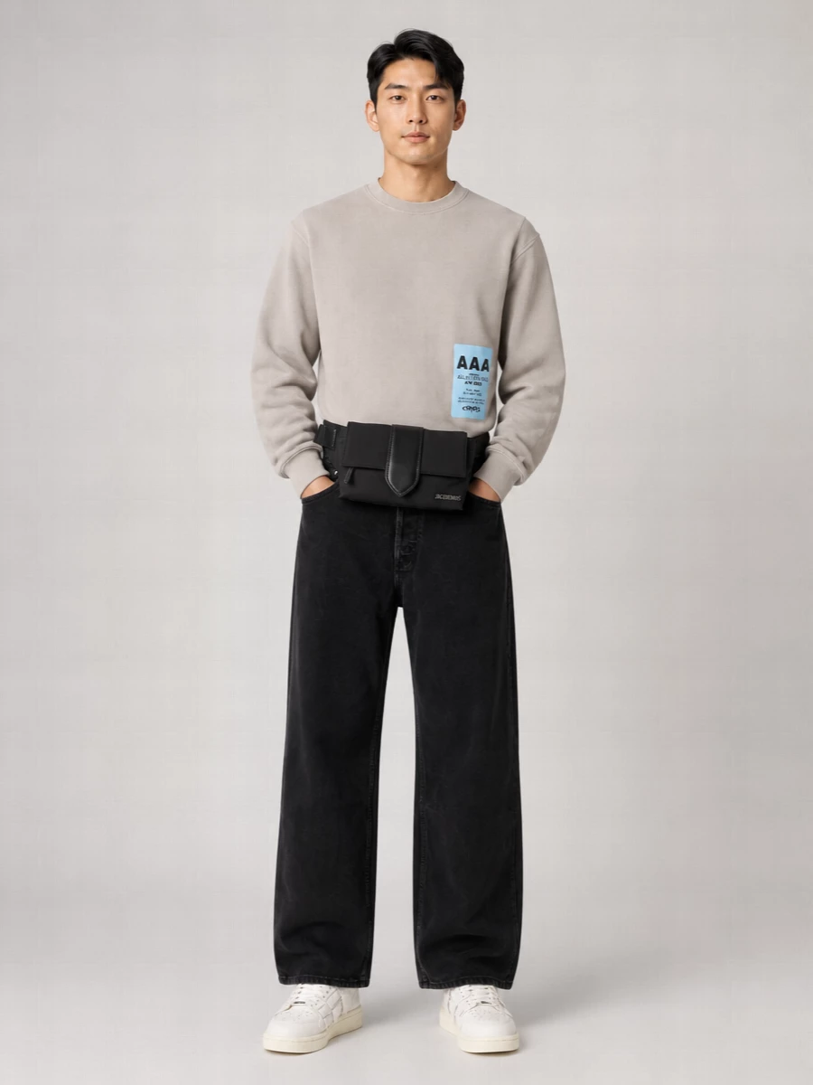Ambush Ribbed Distressed Loose-Fit Cotton Sweatshirt