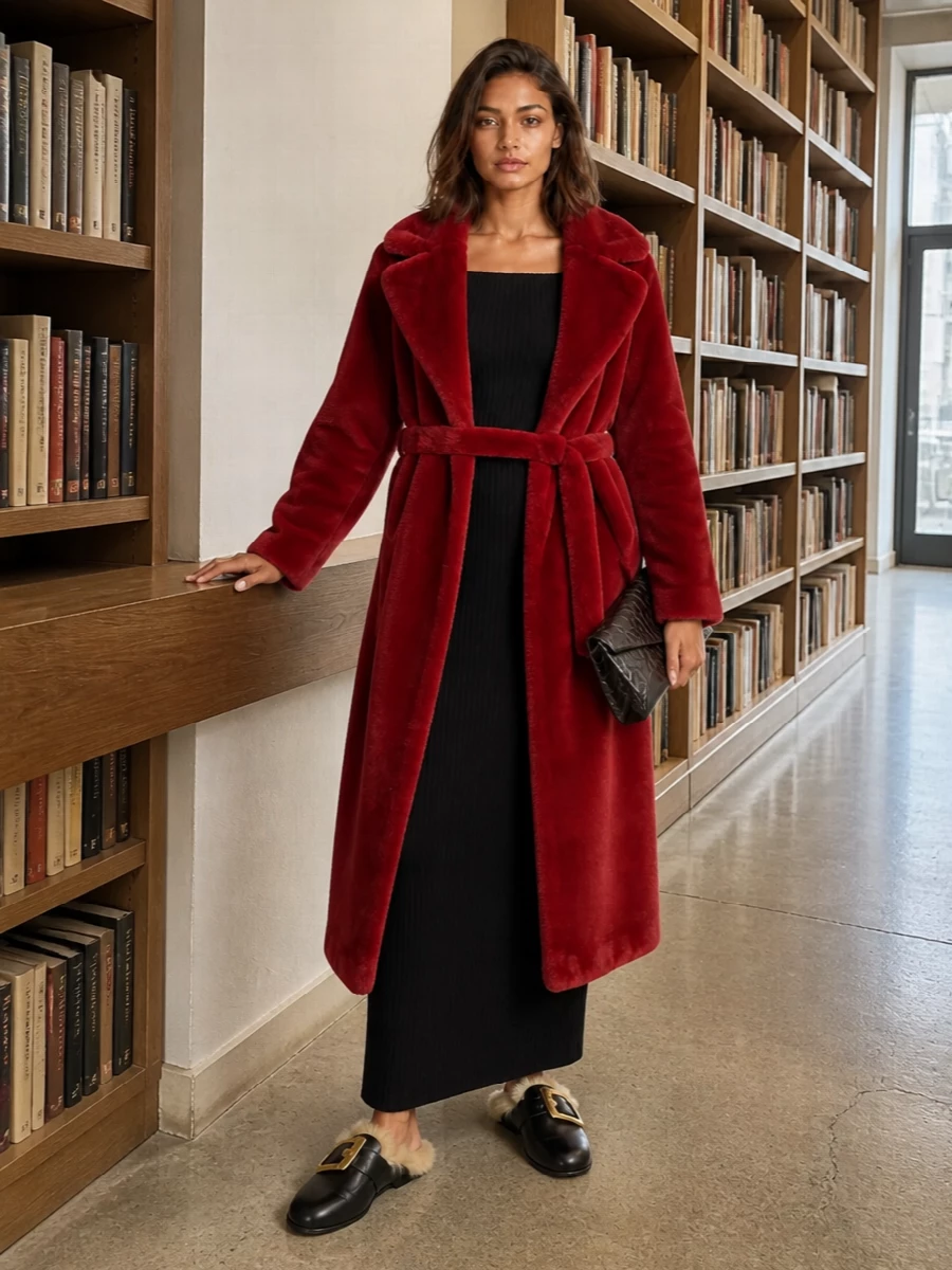 Max mara black knit dress red herno faux fur coat