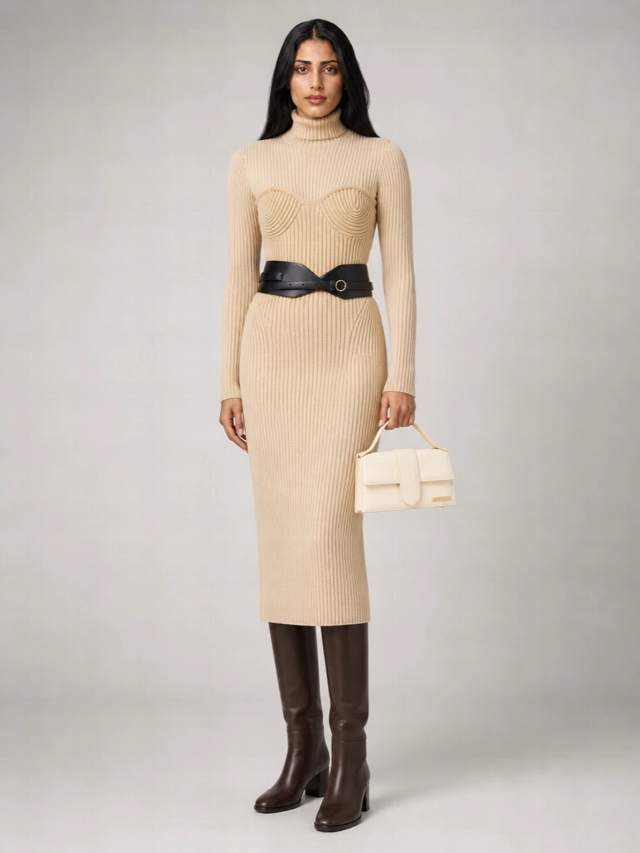 Jean Paul Gaultier Merino Wool Midi Dress