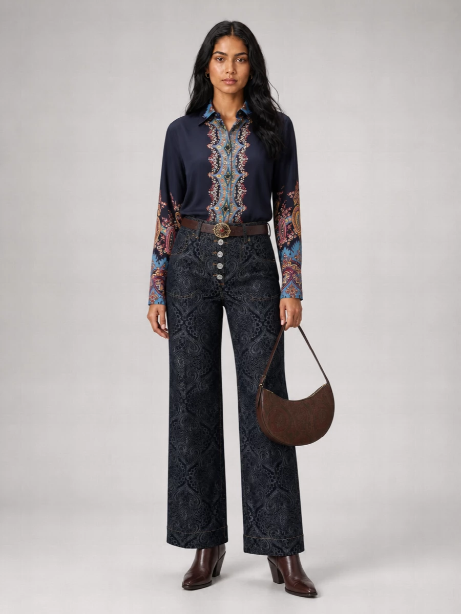 Etro Jacquard Flared Denim Jeans