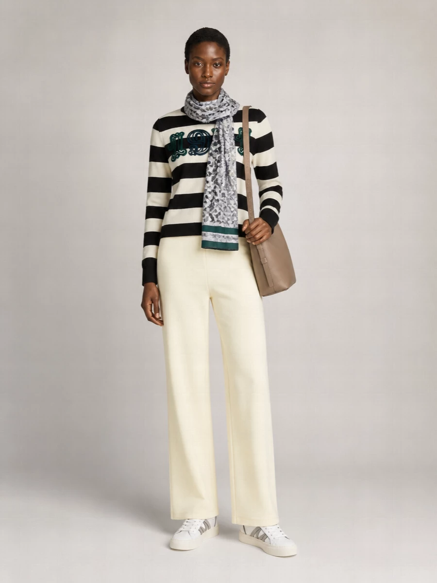 Max Mara Striped Wool Embroidered Boxy Sweater