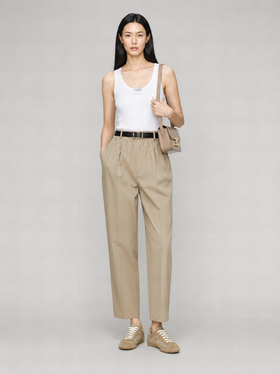 Prada Cotton Wide-Leg Trousers