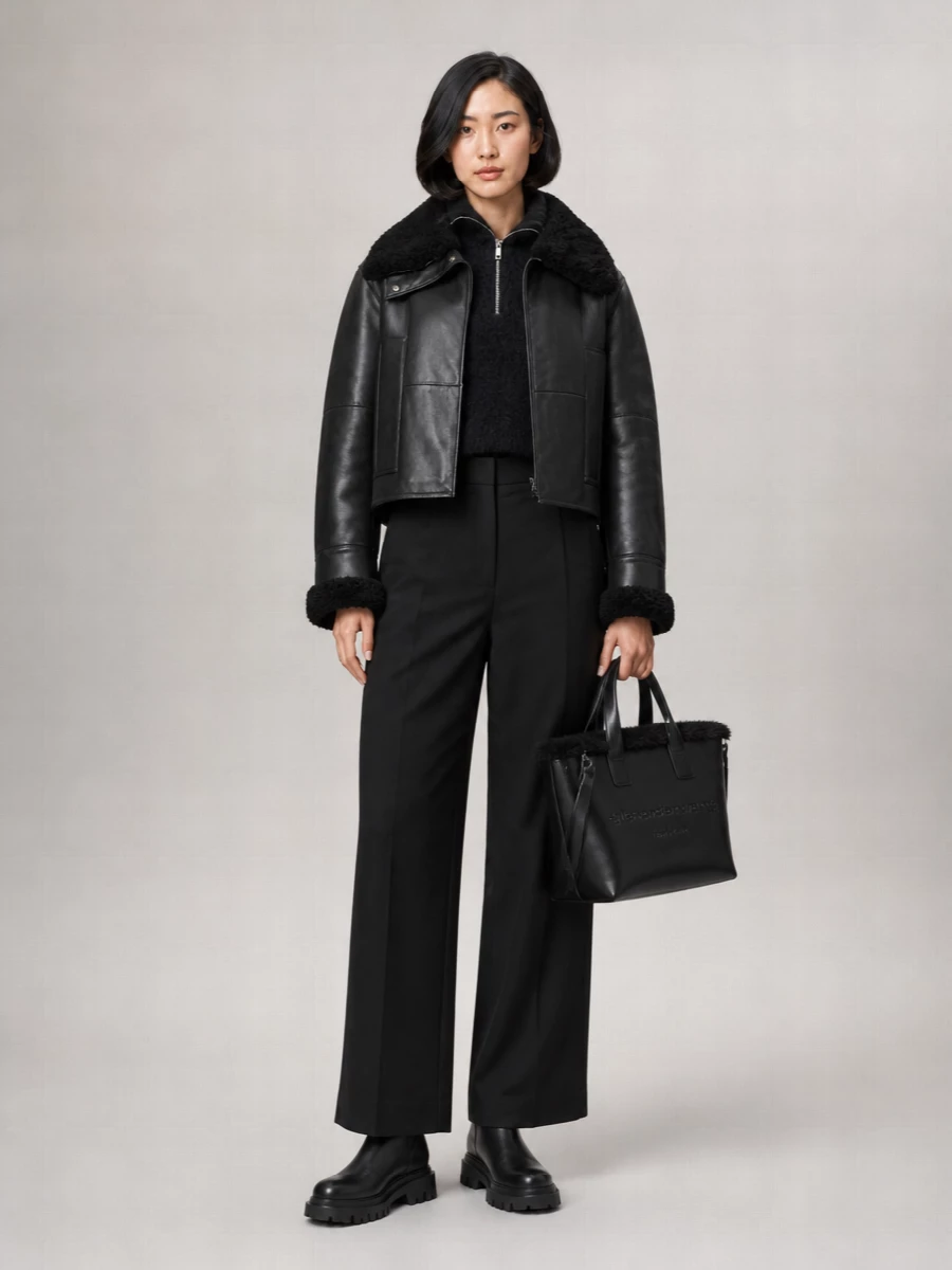 Sportmax leather padded hooded coat