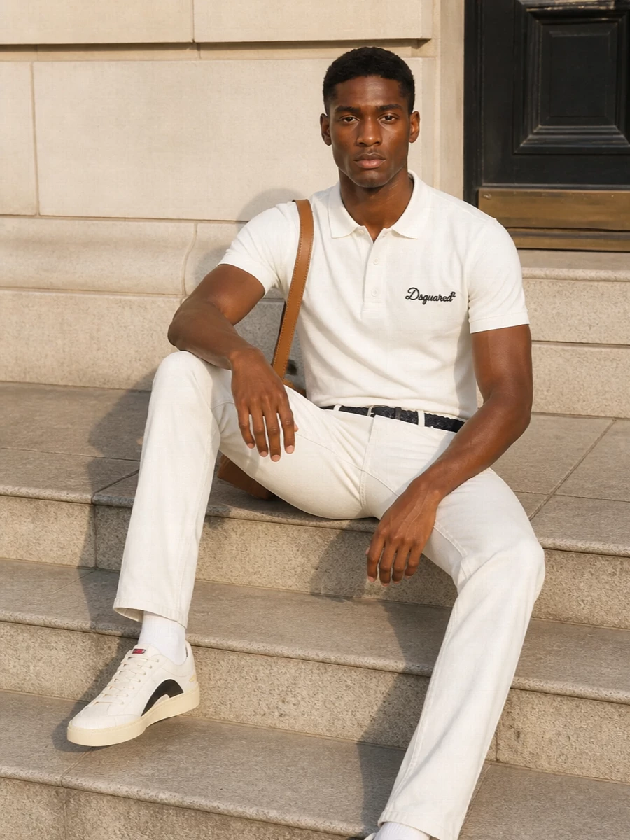 Dsquared2 off white trousers polo sneakers