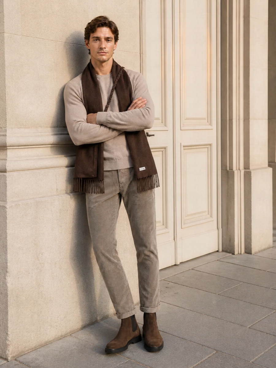 Jacob cohen corduroy trousers beige knit tods boots
