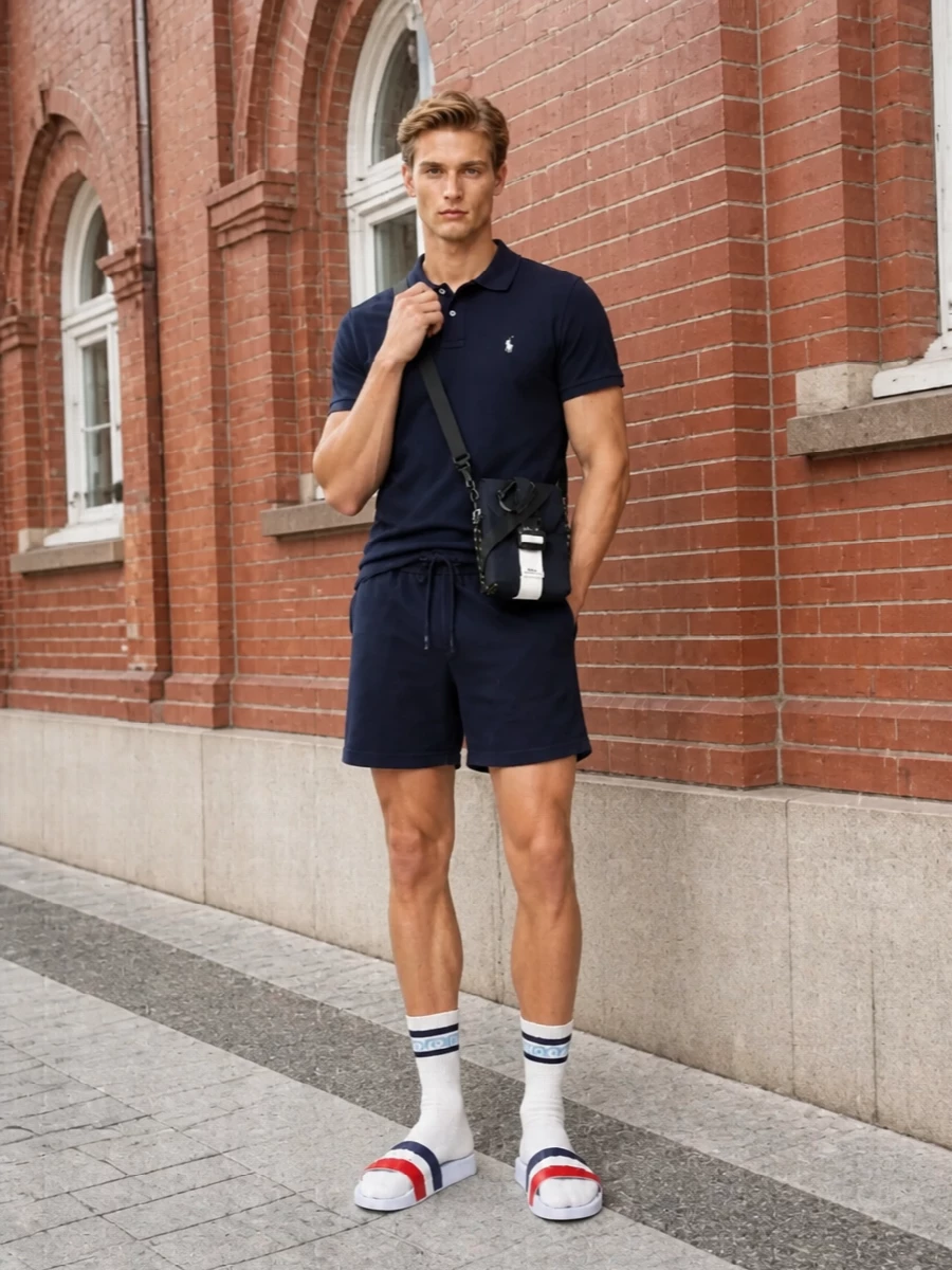 Polo ralph lauren navy swim shorts outfit