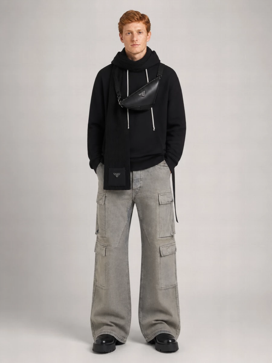 Rick Owens Drkshdw Cotton Wide-Leg Cargo Jeans