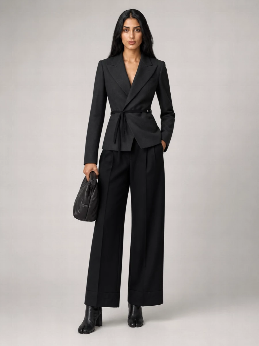 Maison Margiela Wool Belted Wrap Blazer