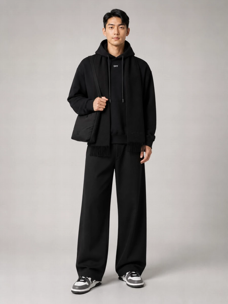 Off-White Cotton Hooded Sweatshirt