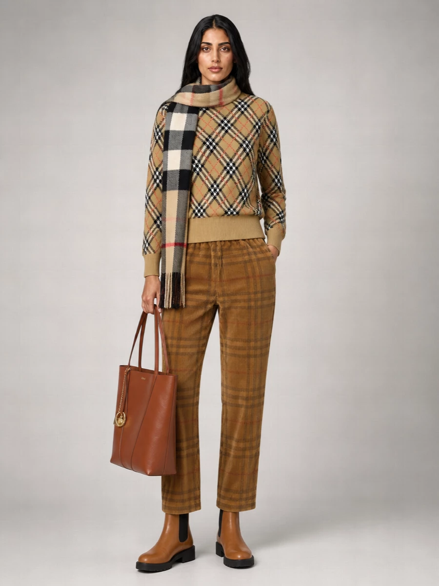 Burberry Checked Straight-Leg Pants