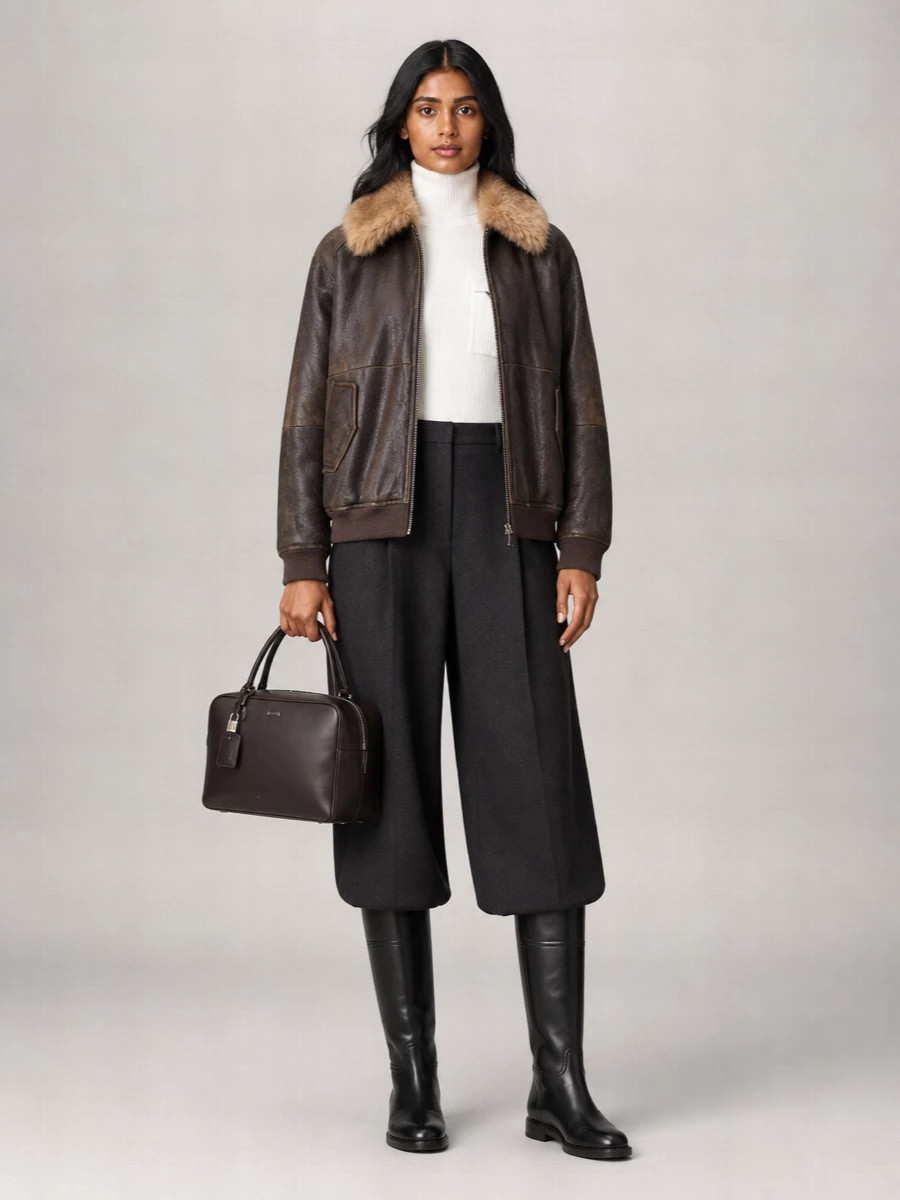 Brunello Cucinelli Shearling Oversized Bomber Jacket