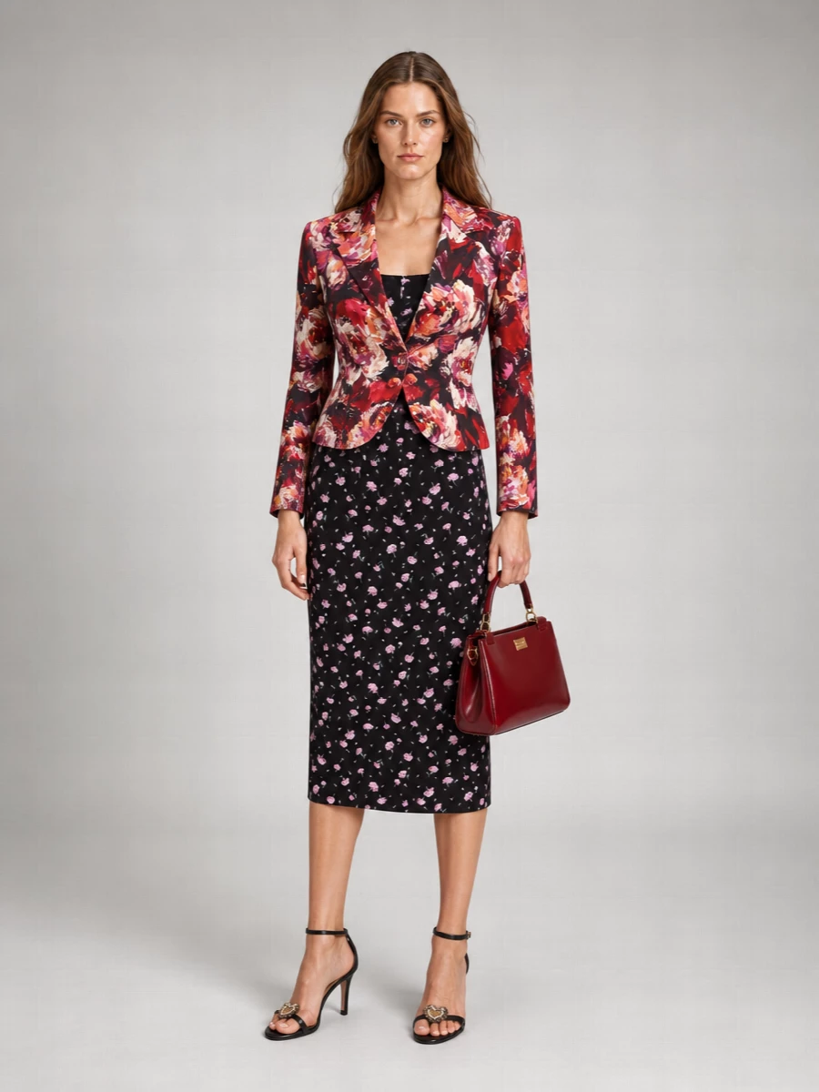 Dolce&Gabbana Floral-Print Single-Breasted Fitted Blazer