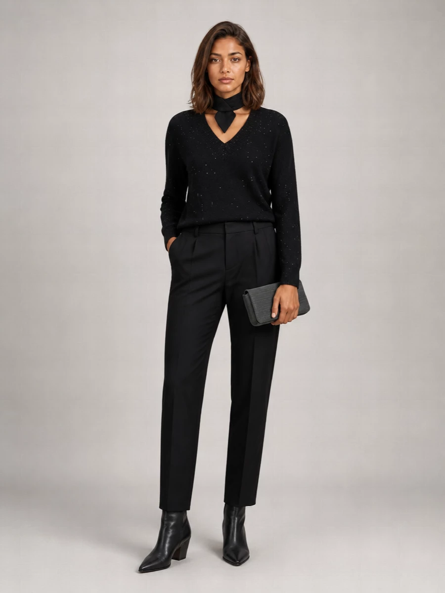 Brunello Cucinelli Cashmere Silk Sequin-Embroidered V-Neck Sweater