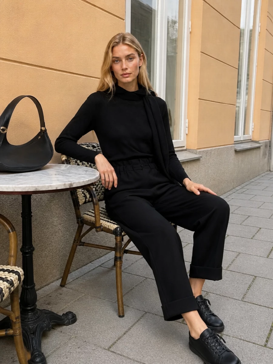 Parosh black hoodie with tapered trousers