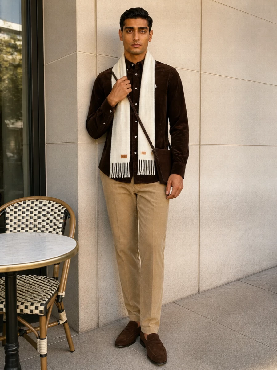 Polo ralph lauren corduroy shirt camel trousers