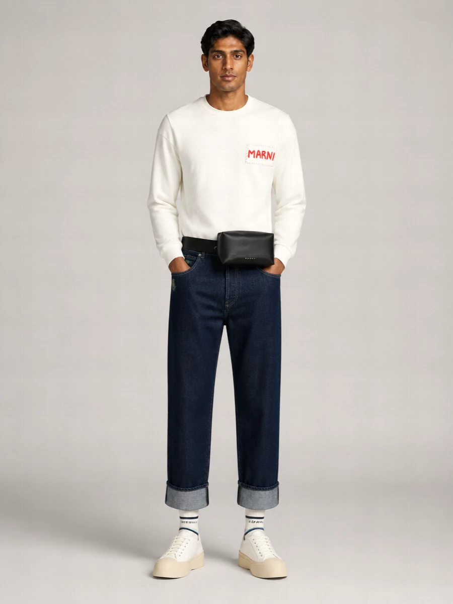 Marni Cotton Logo Patchwork Sweatshirt