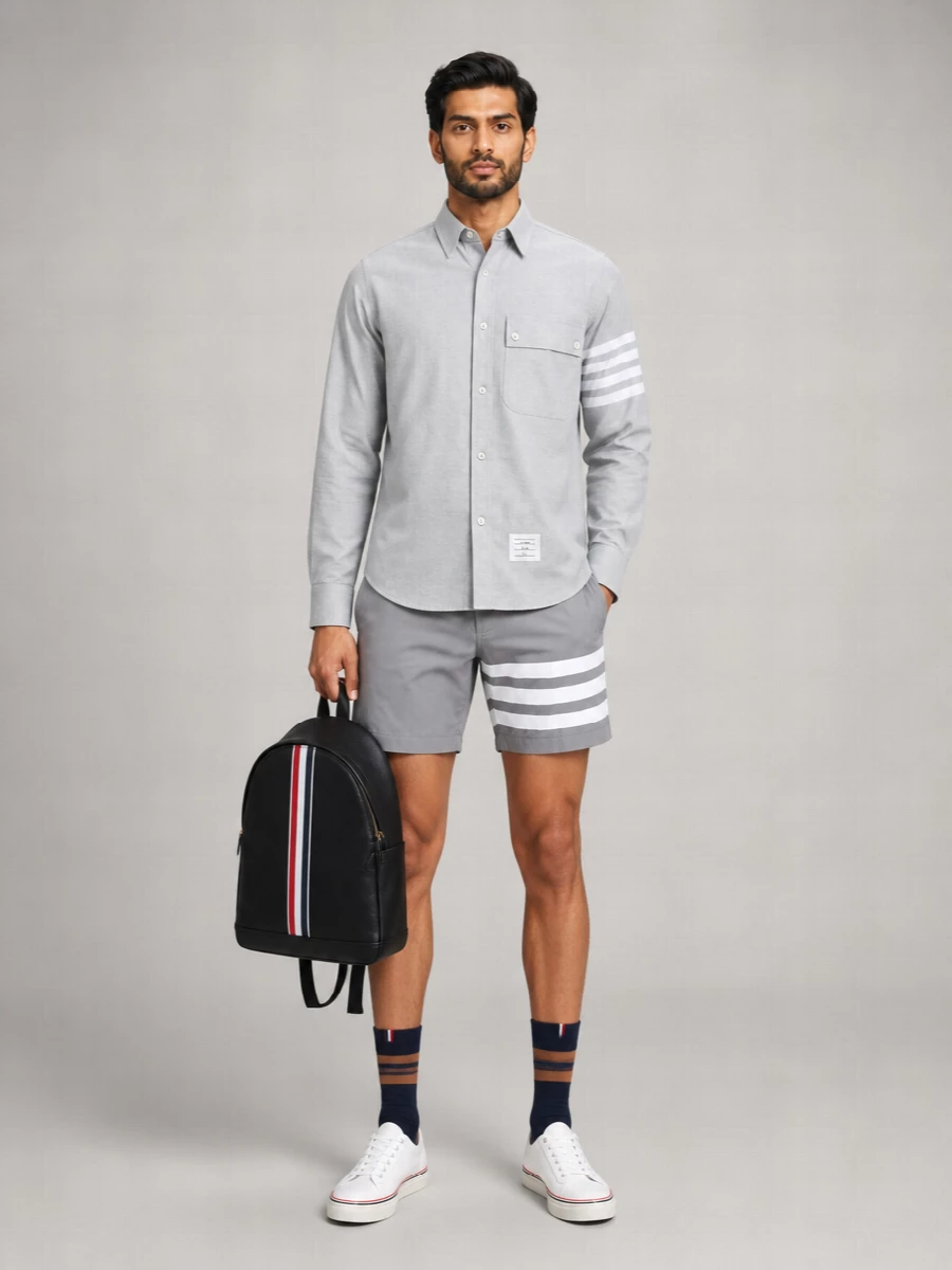 Thom Browne Swim Tech 4 Bar Swim Shorts