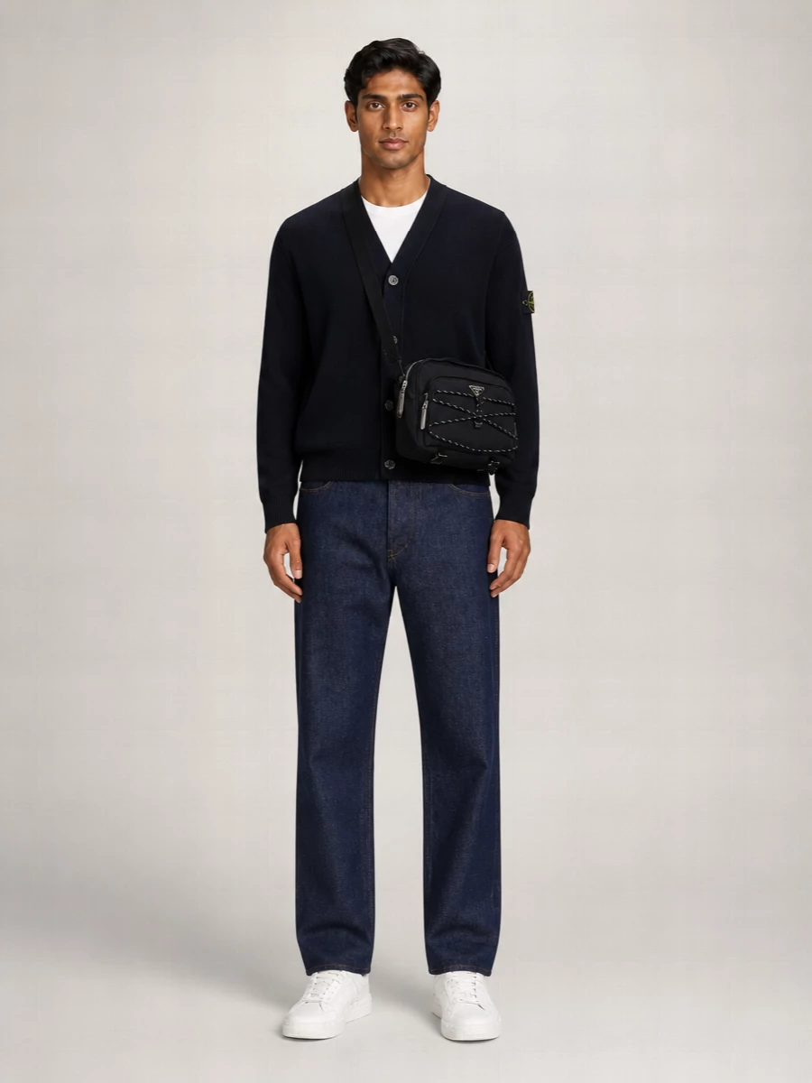 Stone Island Ribbed Cotton V-Neck Cardigan