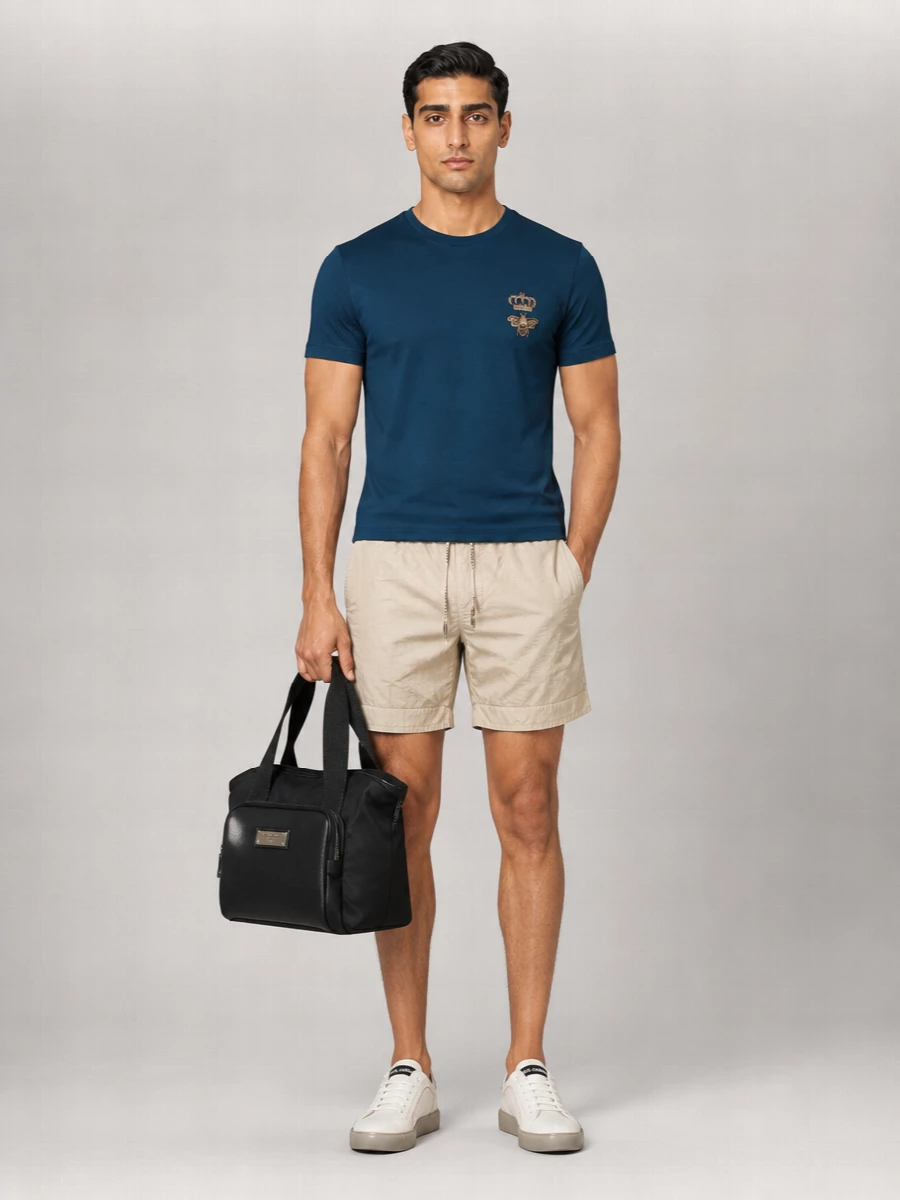 Dolce&Gabbana Cotton Embroidered Crew Neck Short-Sleeve T-Shirt
