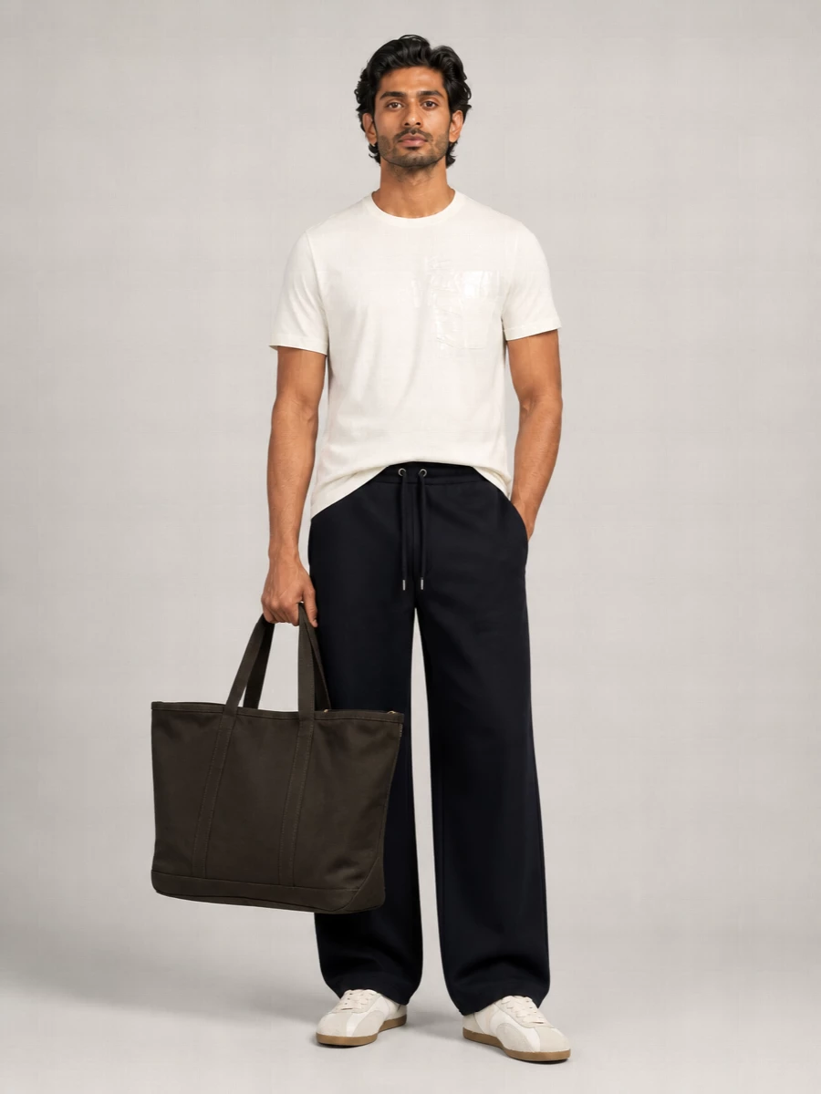 Ami Paris Cotton High-Rise Wide-Leg Track Pants