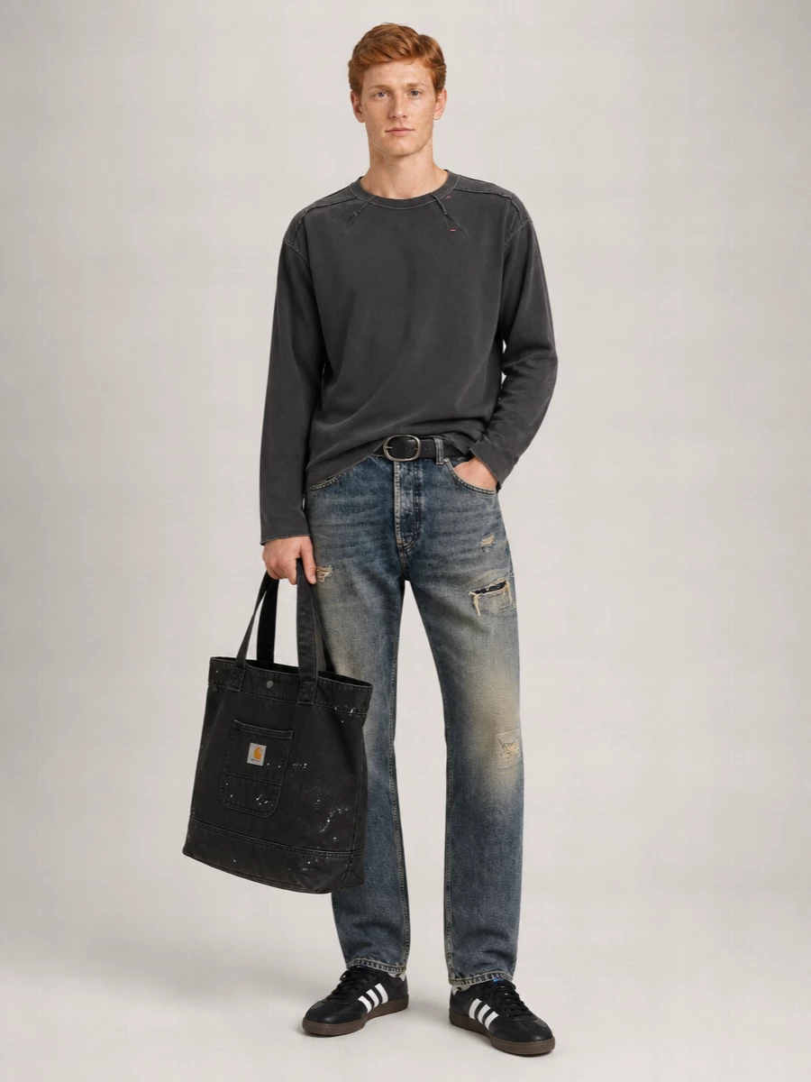 Diesel Denim Mid-Rise Tapered Jeans
