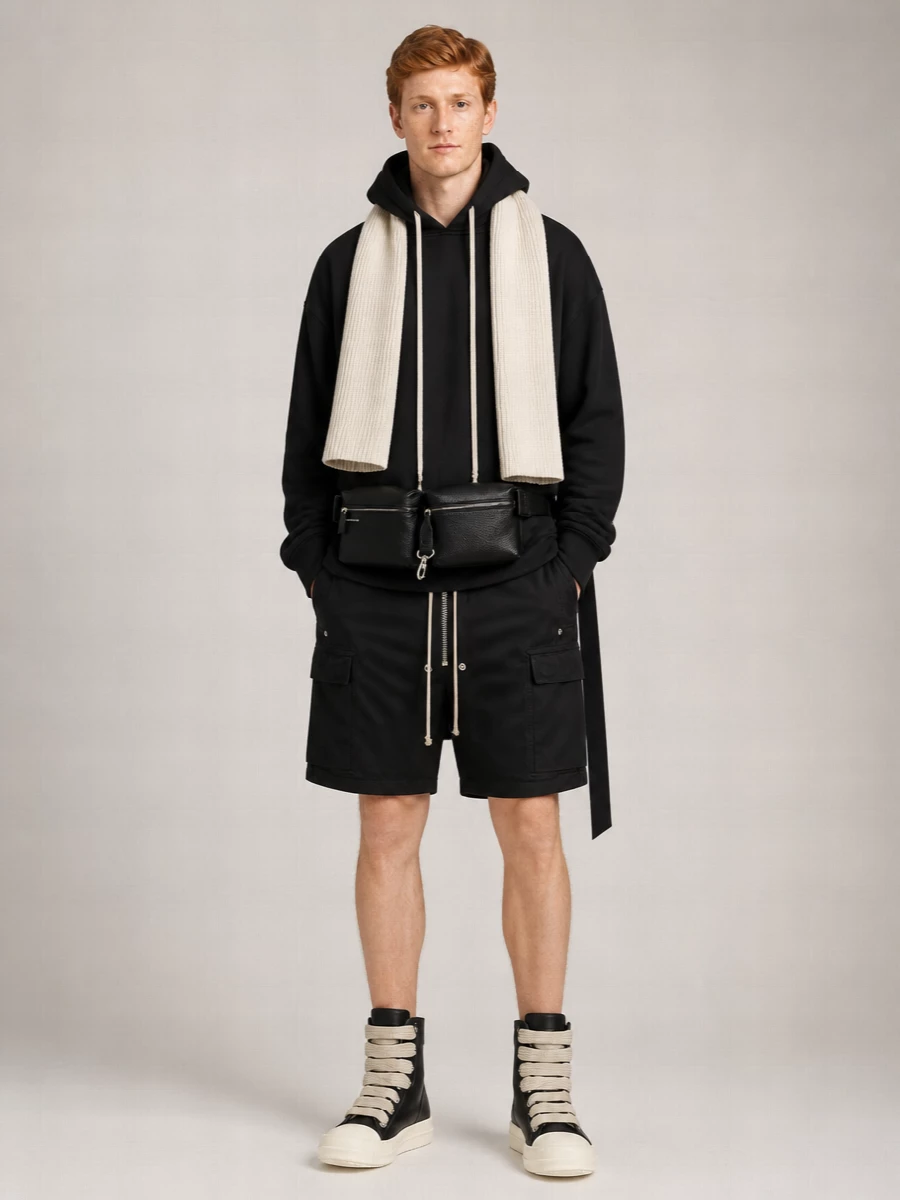 Rick Owens Drkshdw Cotton Low-Rise Cropped Cargo Bermuda Shorts