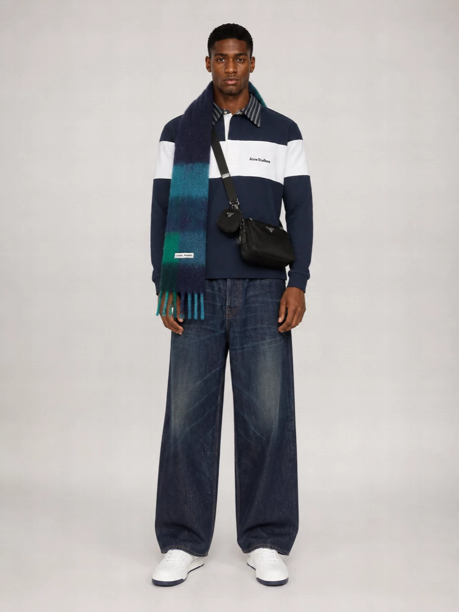 Acne Studios striped collar relaxed-fit polo shirt