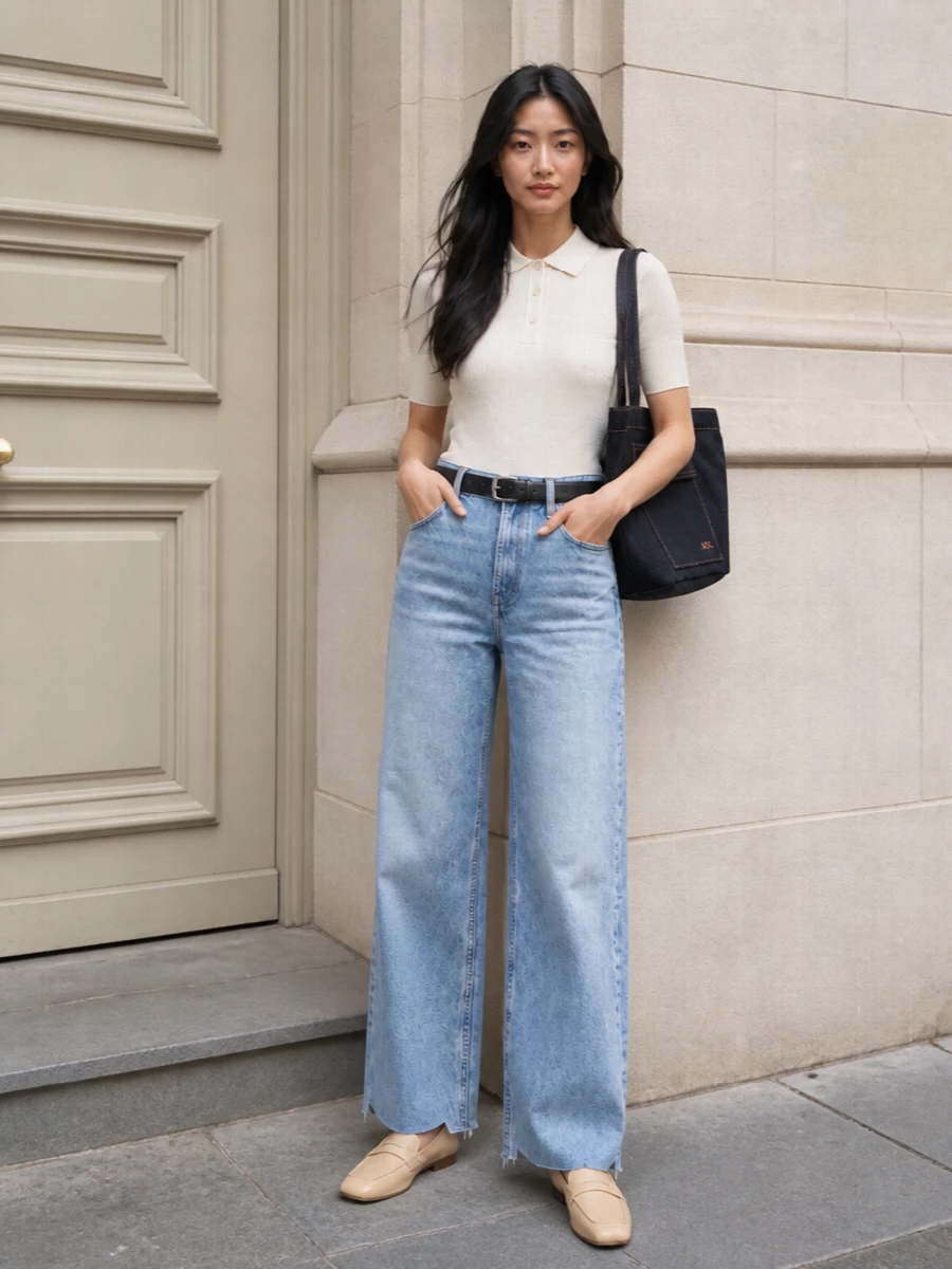 Calvin klein wide leg jeans ivory polo loafers