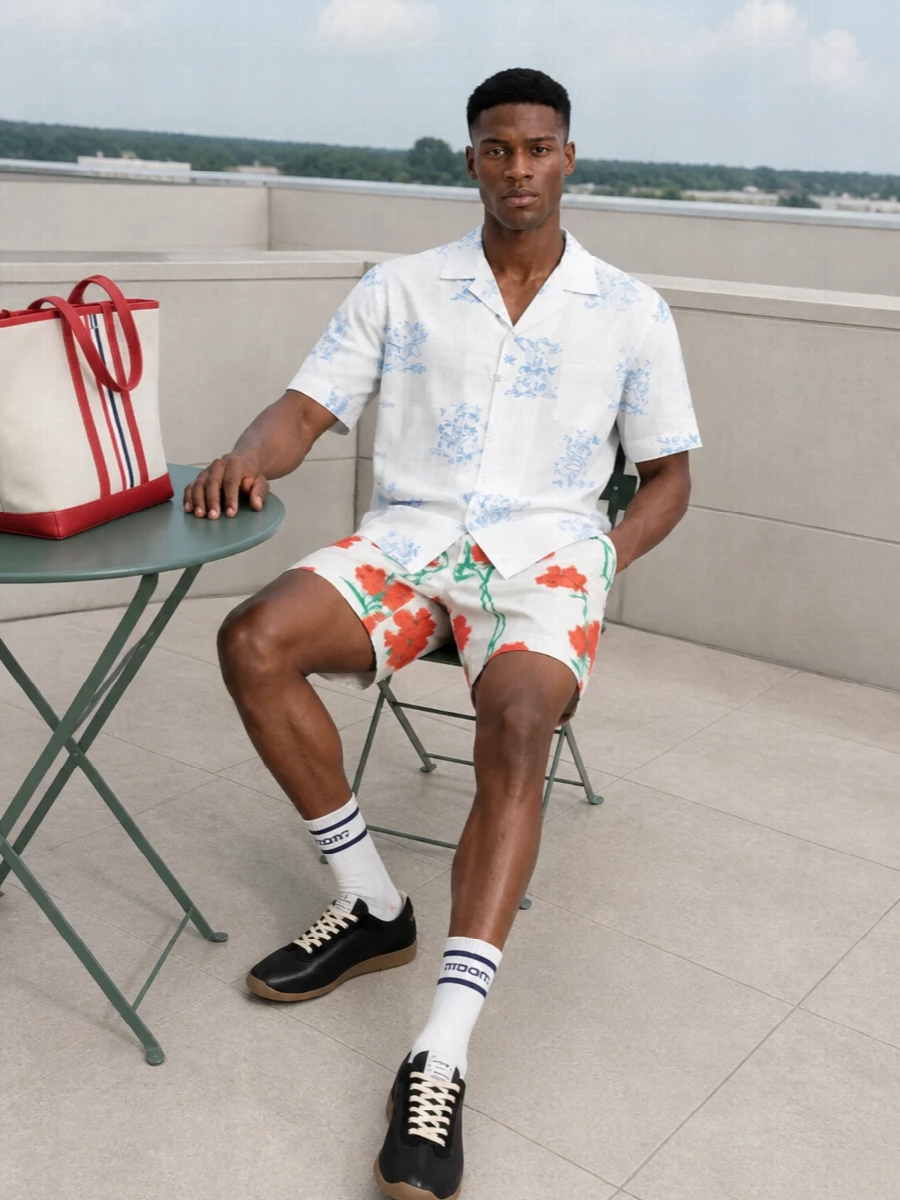 Kenzo floral swim shorts camp shirt outfit