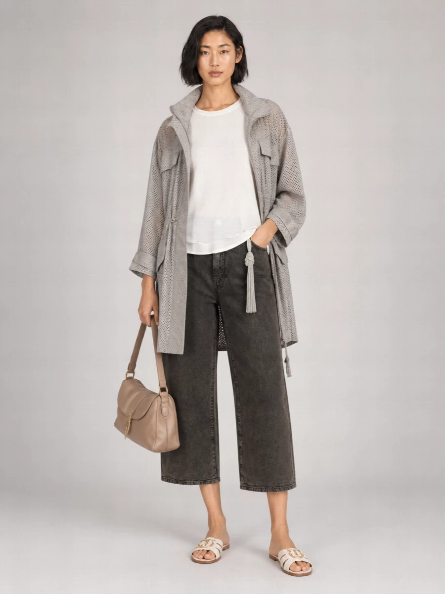 Pinko Drawstring Waist Parka Strass