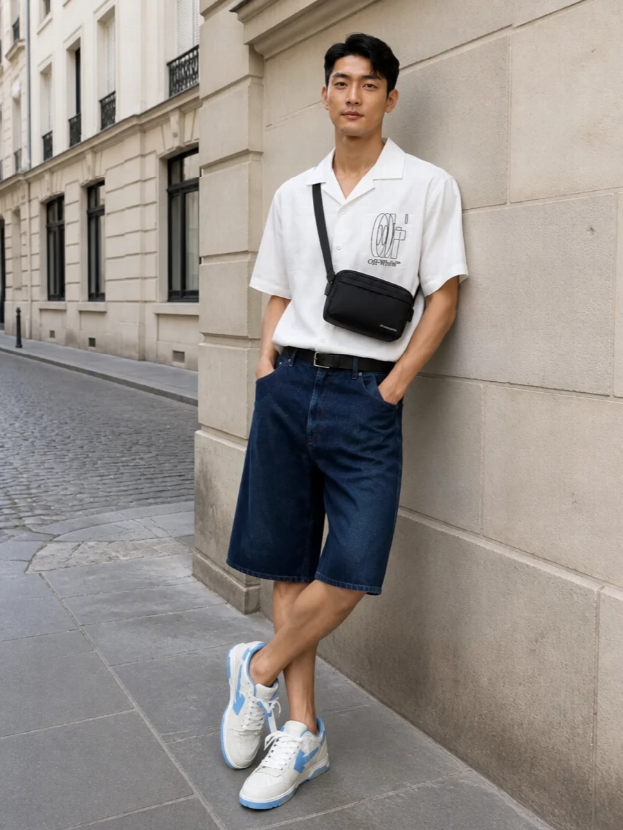 Givenchy belt bag indigo off white bermuda shorts