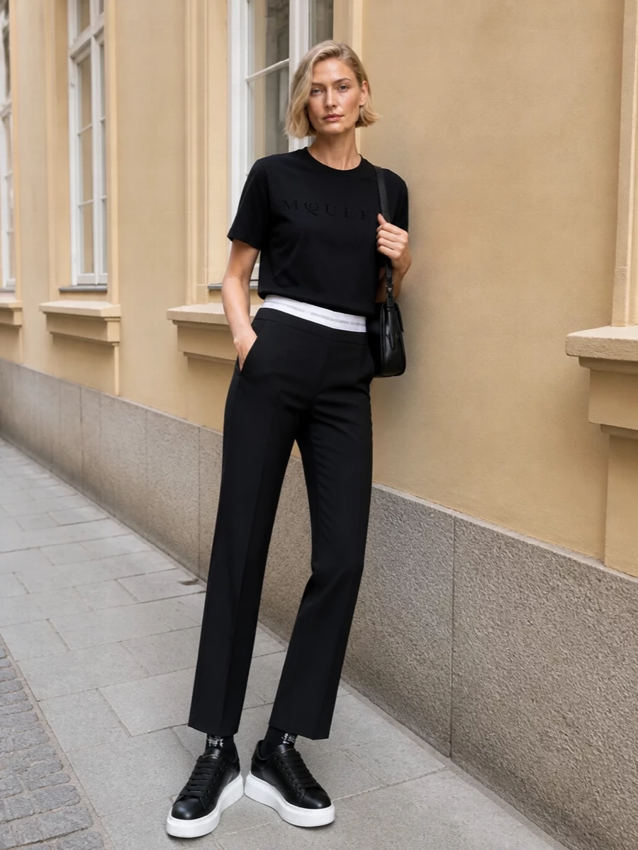Alexander mcqueen tee black trousers sneakers