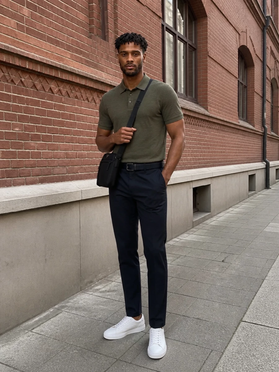 Emporio armani olive polo navy trousers sneakers