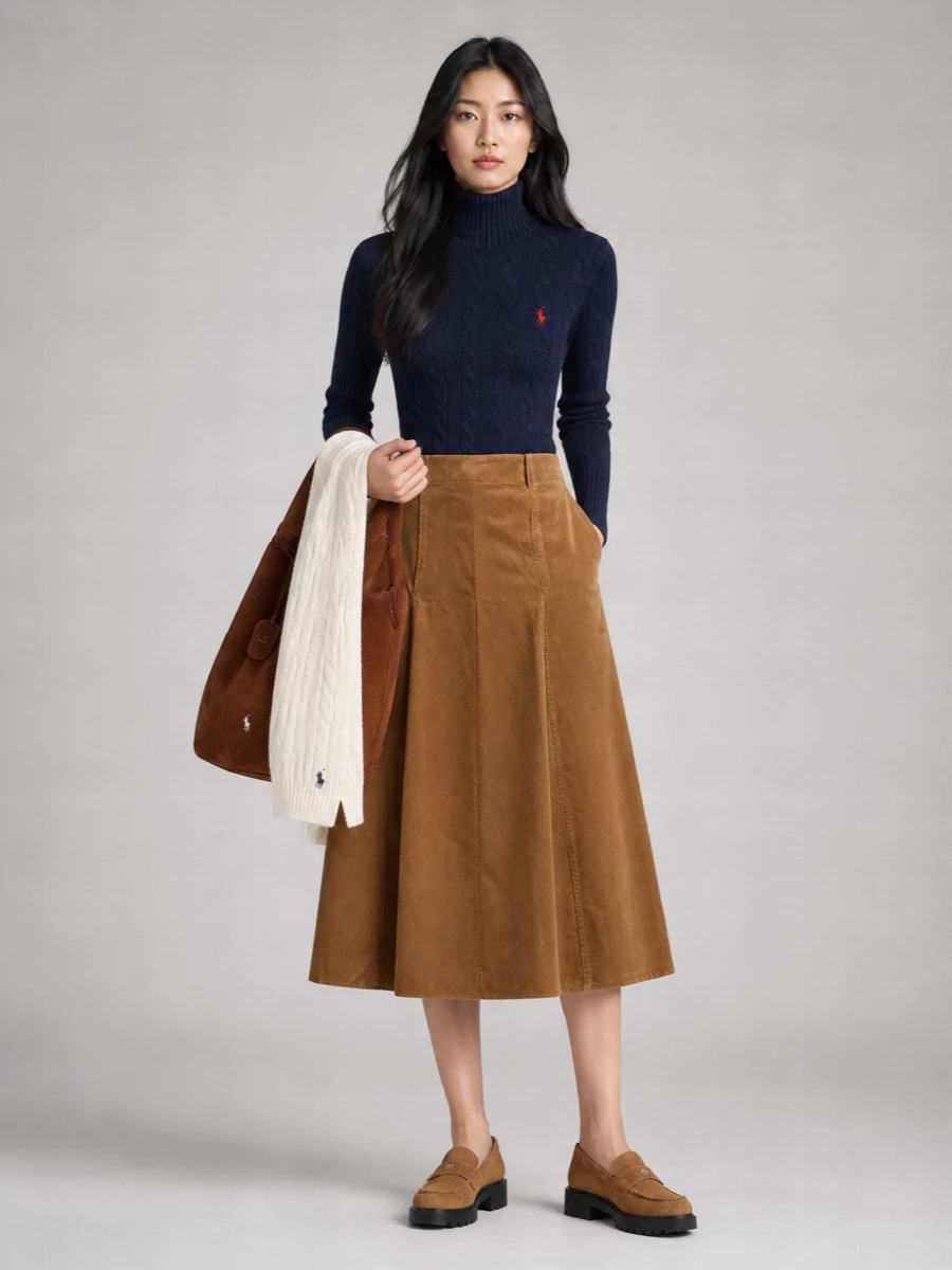 Polo Ralph Lauren Wool Cashmere Cable Knit Turtleneck Sweater