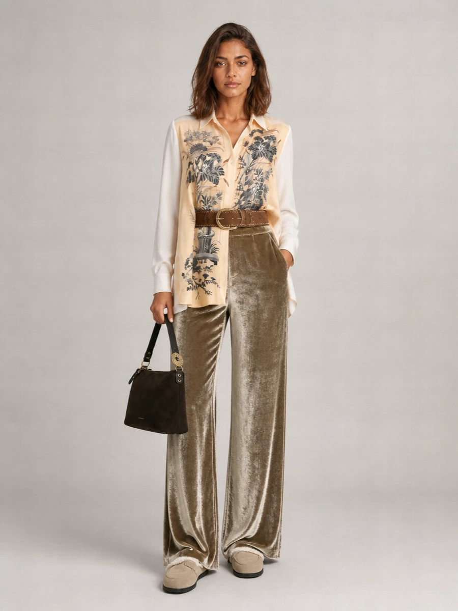 Etro velvet wide-leg relaxed-fit trousers