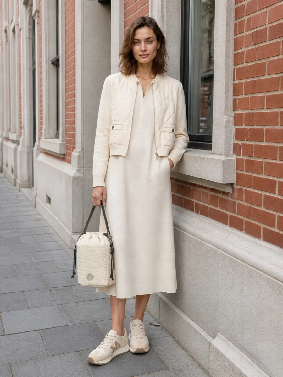 Moncler bomber max mara buttercream shirt dress