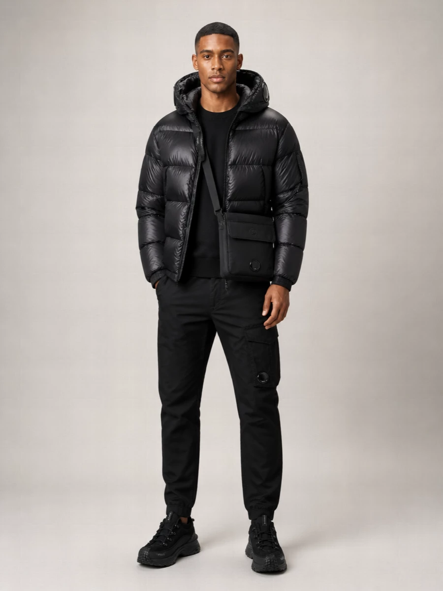 C.P. Company down hooded quilted puffer jacket