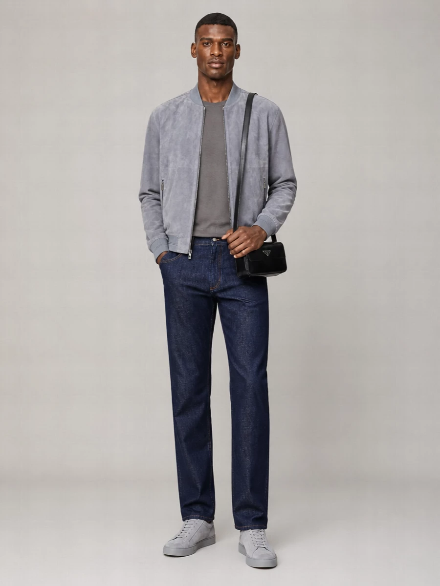 Pal Zileri Suede Panelled High-Neck Bomber Jacket