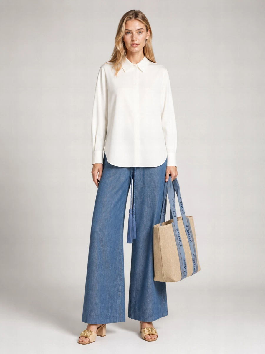Valentino Garavani Denim Wide-Leg Trousers