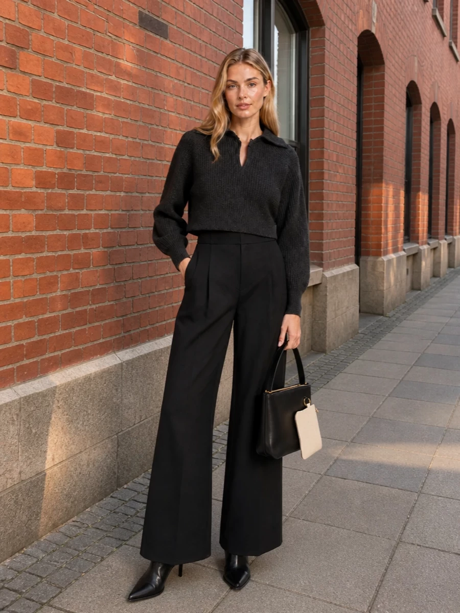 Isabel marant charcoal jumper black wide leg trousers