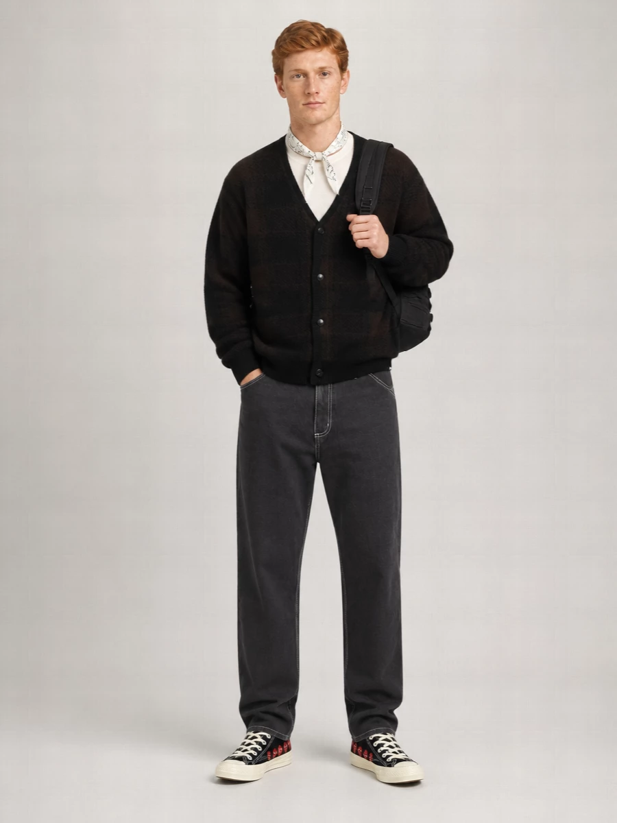 Carhartt Wip Alpaca-Blend Checked V-Neck Cardigan