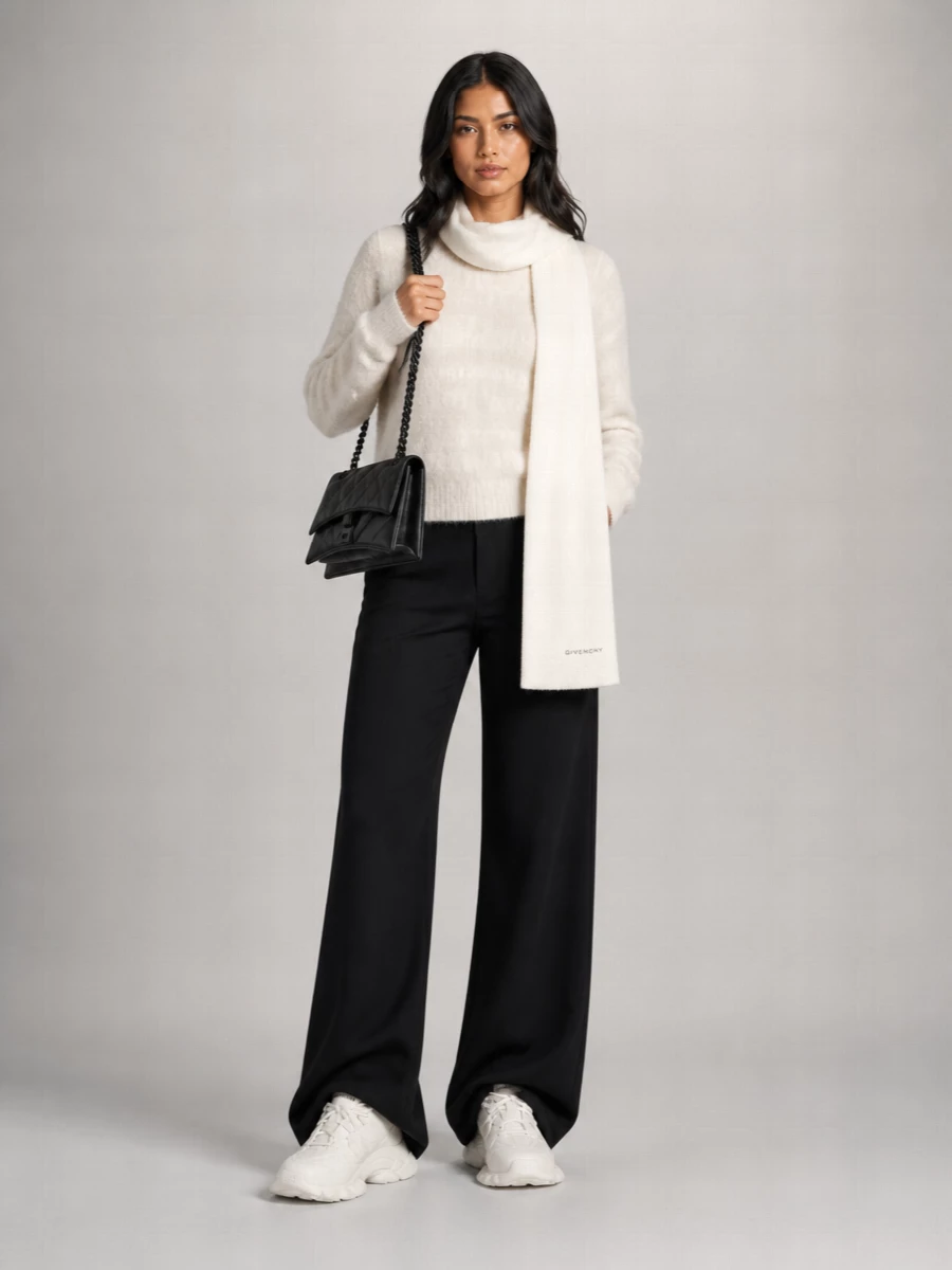 Balenciaga Furry Logo-Embroidered Knit Sweater