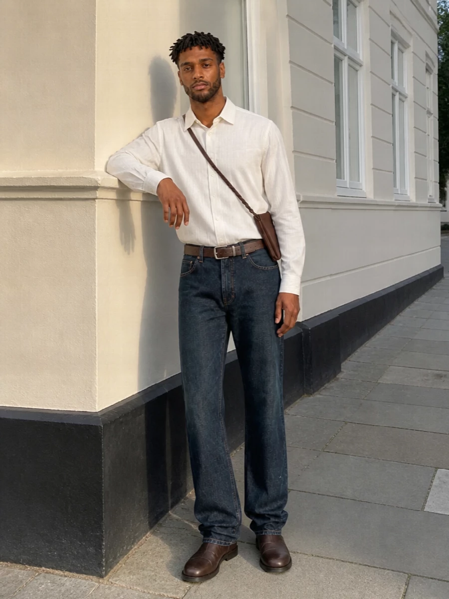 Our legacy shirt dark indigo jeans boots outfit