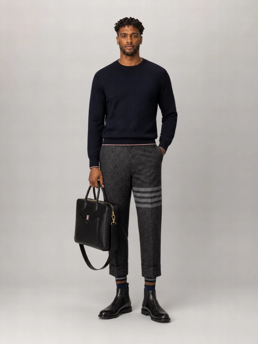 Thom Browne Ribbed Crewneck Wool Jumper