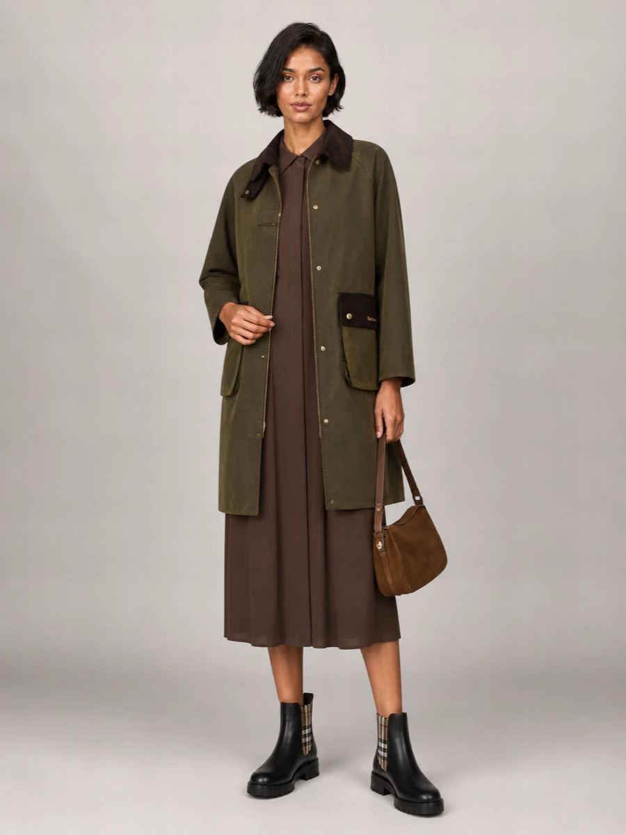 Barbour Waxed Cotton Single Breasted Coat