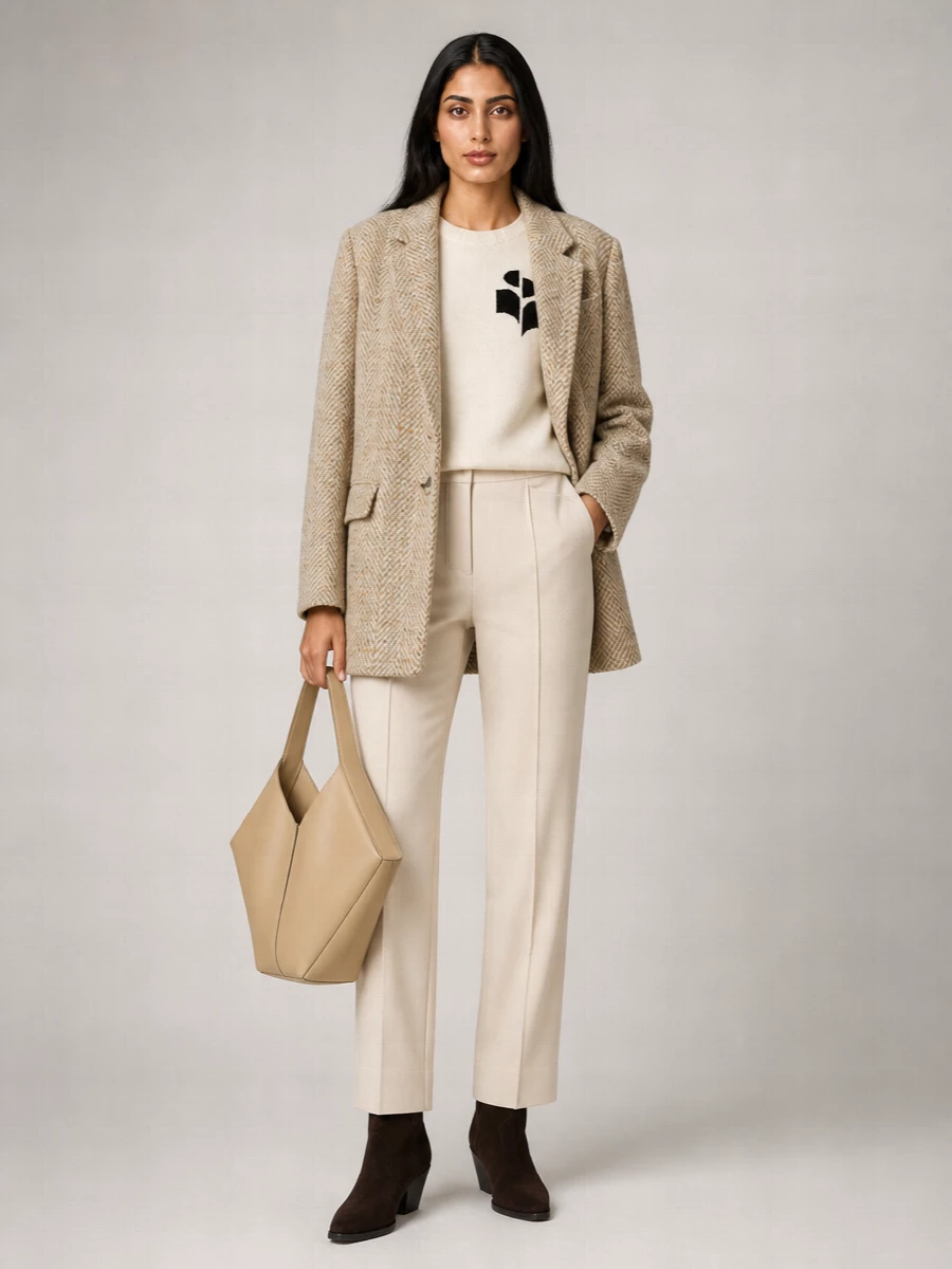 Isabel Marant Etoile Single Breasted Wool Herringbone Coat