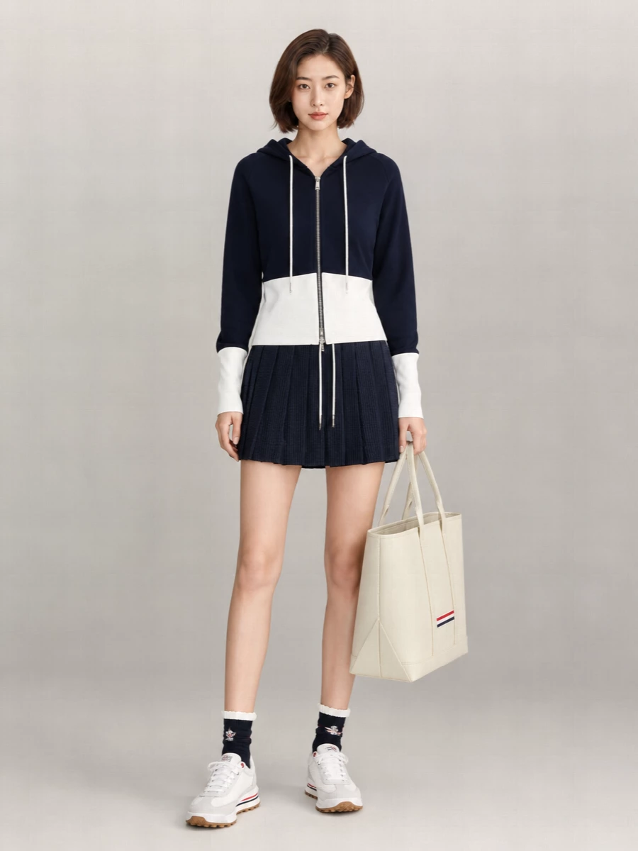 Thom Browne Color Block Hooded Sweatshirt