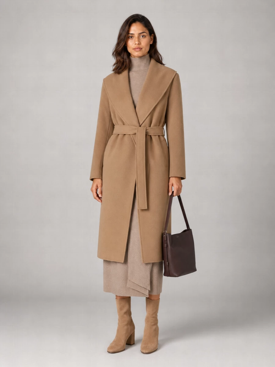 S Max Mara Virgin Wool Belted Single Breasted Coat
