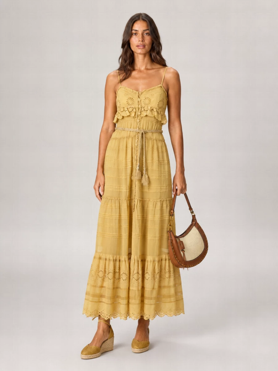 Isabel Marant Etoile Cotton Ruffled Tiered Maxi Dress